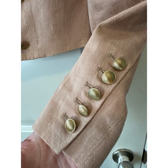 L’Agence Inez Cropped Linen Blend Blazer Pink Gold Shimmer Size 2 NWT - Picture 6 of 13